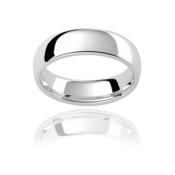 P302 6mm yellow gold plain rounded band with contour finish mens engagement rings