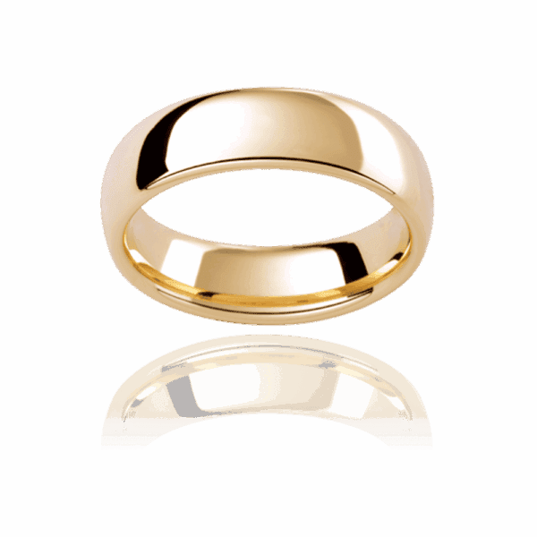 P302 6Mm Yellow Gold Plain Rounded Band With Contour Finish Mens Engagement Rings
