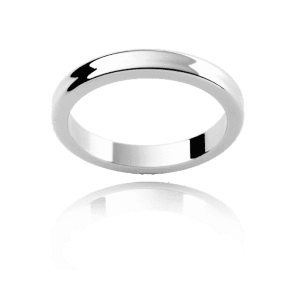 P303 3Mm White Gold Modern Concave Rounded Edges Wedding Bands For Men