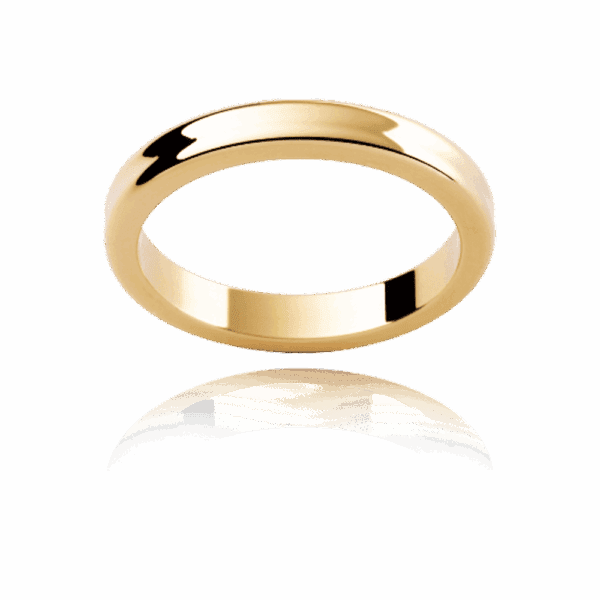 P303 3Mm Yellow Gold Modern Concave Rounded Edges Wedding Bands For Men