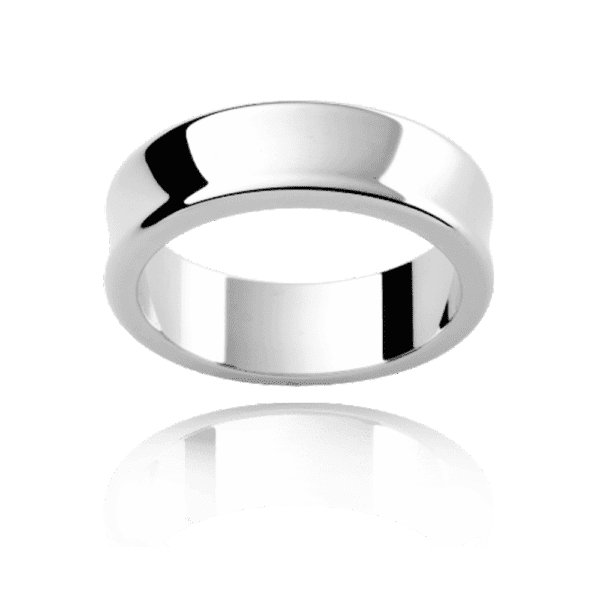 P303 6mm yellow gold modern concave rounded edges wedding bands for men