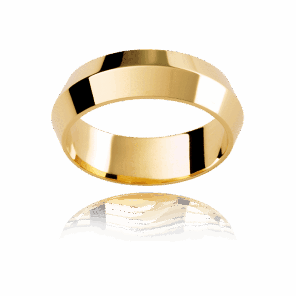 P308 6Mm Yellow Gold Defined Knife Edge Mens Gold Ring