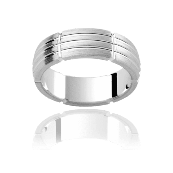P349B 6mm yellow gold rounded mens wedding band with horizontal and vertical polished groove pattern