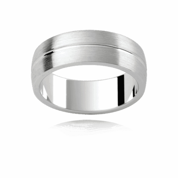 P411 6 5Mm Platinum Semi Rounded Emery Plain Band With Polished Centreline Groove Mens Engagement Ring