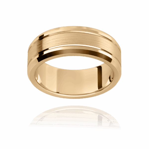P547 7mm flat band with thick polished rails and beveled edges wedding bands for men