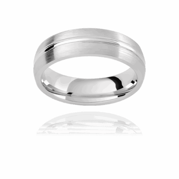PC217 5 5mm yellow gold brushed centre with polished groove bevelled edge mens gold ring