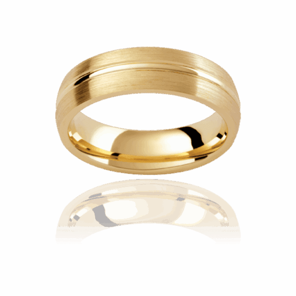 Pc217 5 5Mm Yellow Gold Brushed Centre With Polished Groove Bevelled Edge Mens Gold Ring