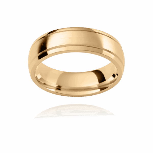 PC409 6mm semi rounded with polished grooves and step edges wedding bands for men
