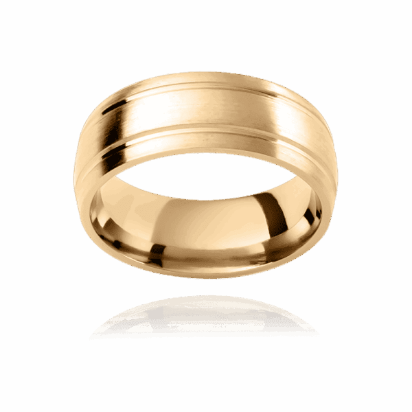 PC410 7mm semi rounded band with twin polished grooves wedding rings for men