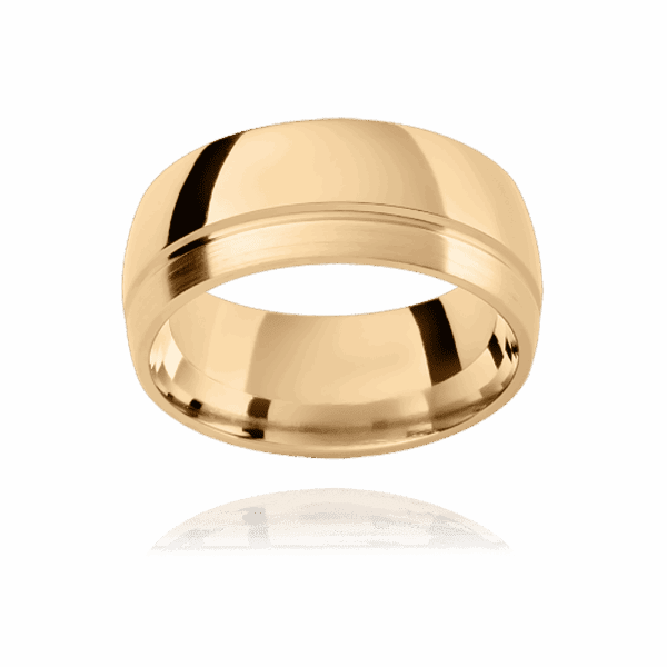 PC412 8mm platinum semi rounded mens wedding band with polished offset groove