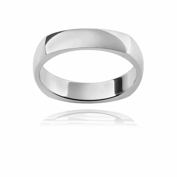 SQ1 4mm plain flat profile band with square edges polished mens wedding band