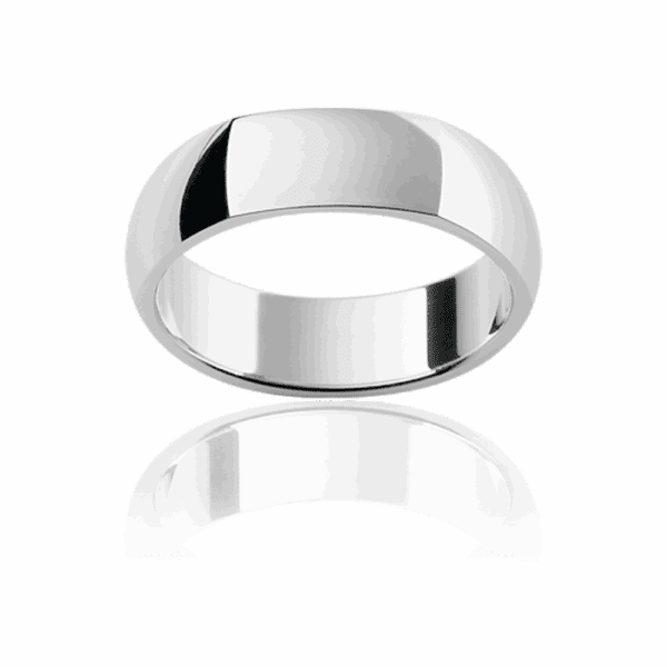 SQ3 6mm yellow gold plain semi rounded flat top section polished mens wedding band