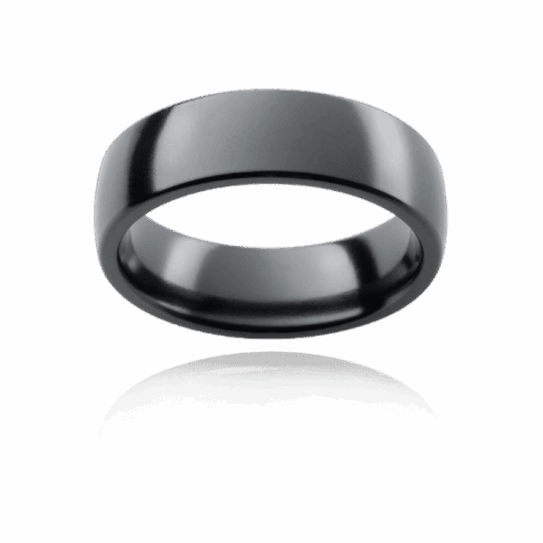 Zrfrc Blk 6Mm Hypoallergenic Black Zirconium Plain Minimal Curve Flat Edges Mens Engagement Ring