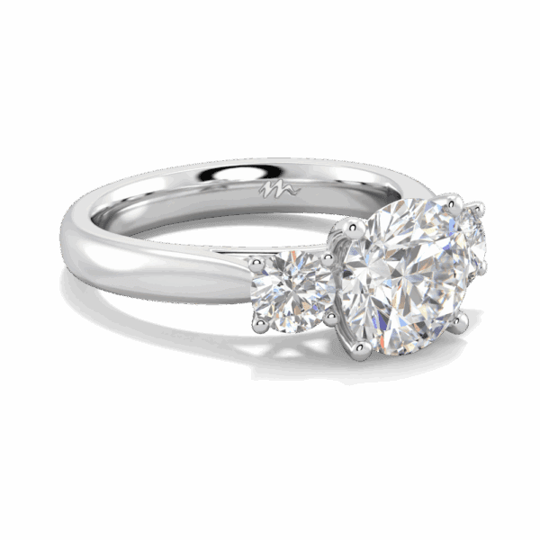 Agnes 7 5 Angled White Gold Moissanite 4 Crossover Prong Trilogy Ring