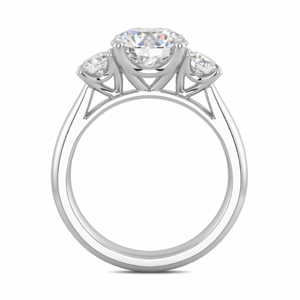 Agnes 7 5 Side White Gold Moissanite 4 Crossover Prong Trilogy Ring