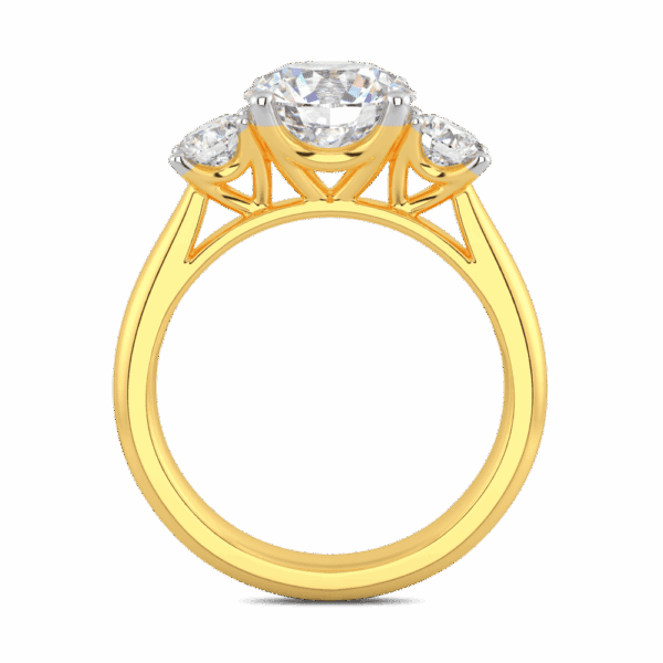 Agnes 7 5 Side Yellow Gold Moissanite 4 Crossover Prong Trilogy Ring