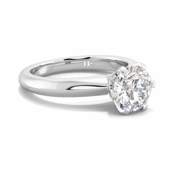 Audrey 7 0 Angled White Gold Moissanite Knife Edge 6 Prong Solitaire Ring