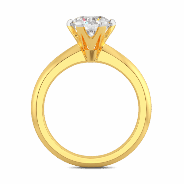 Audrey 7 0 Side Yellow Gold Diamond Knife Edge 6 Prong Solitaire Ring