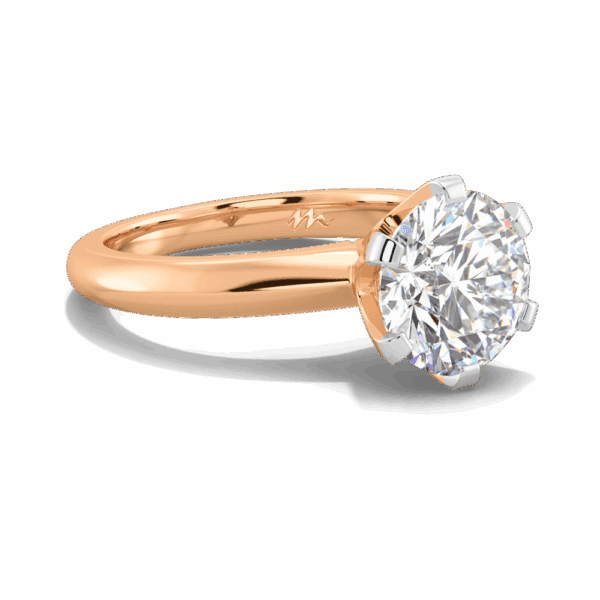 Audrey 7 5 Angled Rose Gold Moissanite Knife Edge 6 Prong Solitaire Ring