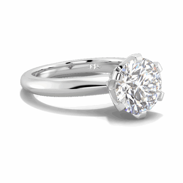 Audrey 7 5 Angled White Gold Moissanite Knife Edge 6 Prong Solitaire Ring