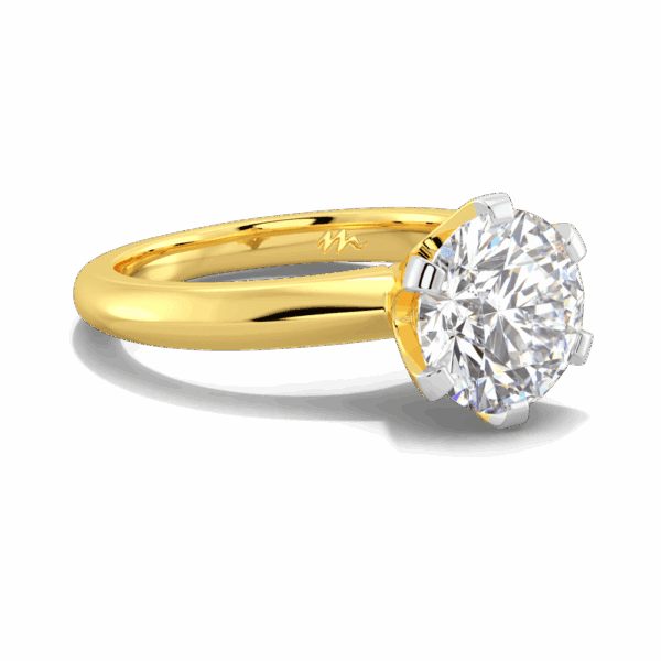 Audrey 7 5 Angled Yellow Gold Moissanite Knife Edge 6 Prong Solitaire Ring