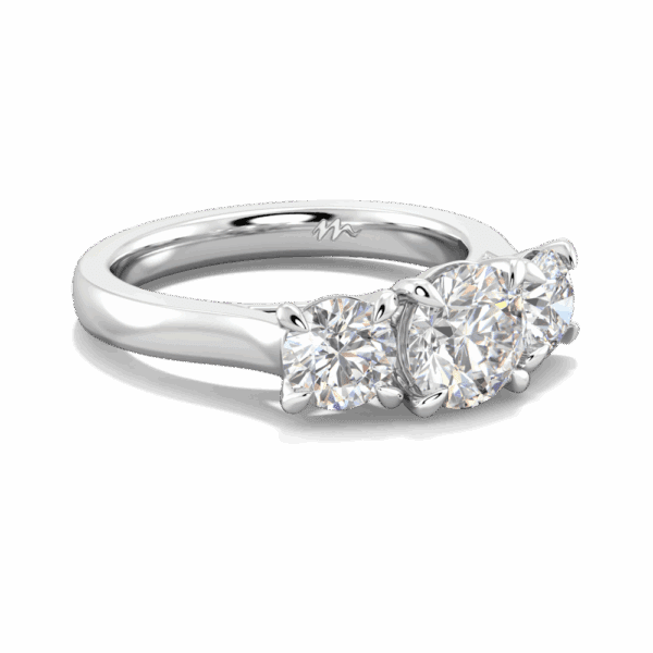 Ayesha 6 5 Angled White Gold Moissanite 4 Crossover Prong Trilogy Ring
