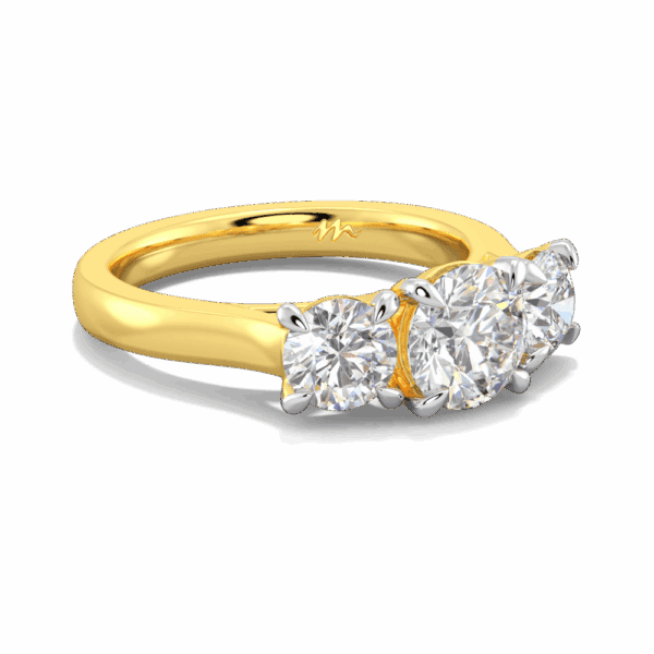 Ayesha 6 5 Angled Yellow Gold Moissanite 4 Crossover Prong Trilogy Ring