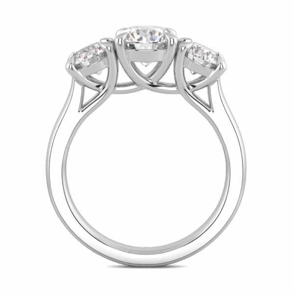 Ayesha 6 5 Side White Gold Moissanite 4 Crossover Prong Trilogy Ring