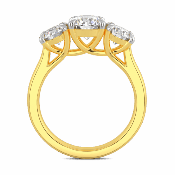 Ayesha 6 5 Side Yellow Gold Moissanite 4 Crossover Prong Trilogy Ring