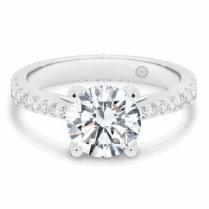 Balmain Round 7 5 Front White Gold Lab Grown Diamond Prong Set Graduating Band Encrusted Basket Engagement Ring