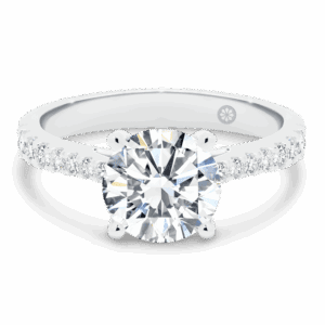 Balmain Round 8 0 Front White Gold Lab Grown Diamond Prong Set Graduating Band Encrusted Basket Engagement Ring