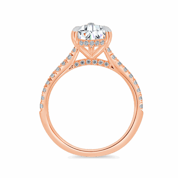 Harmony Pear 10X7 Side Rose Gold Diamond 4 Prong Encrusted Under Rail Bridge Engagement Ring