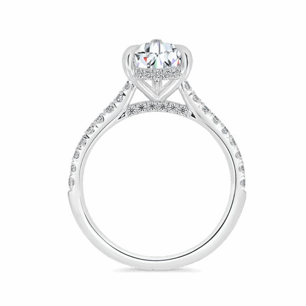 Harmony Pear 10X7 Side White Gold Diamond 4 Prong Encrusted Under Rail Bridge Engagement Ring