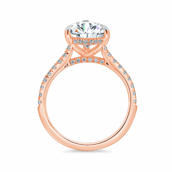 Harmony Pear 12X8 Side Rose Gold Diamond 4 Prong Encrusted Under Rail Bridge Engagement Ring