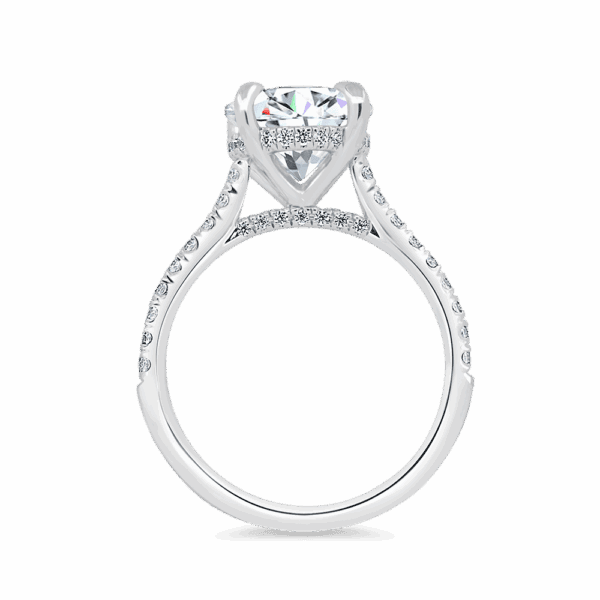 Harmony Round 9 0 Side White Gold Diamond 4 Prong Encrusted Under Rail Bridge Engagement Ring
