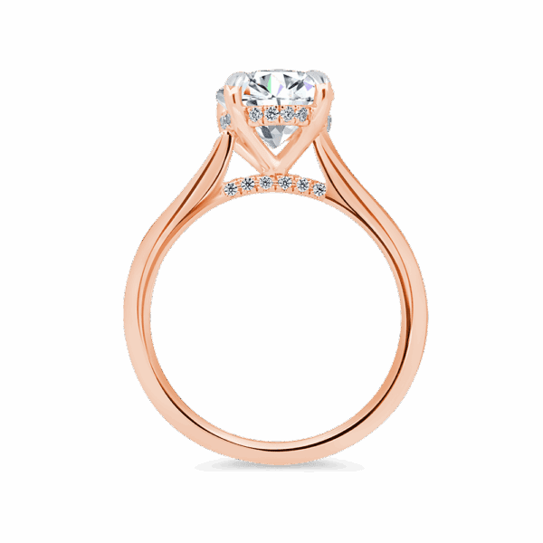 Hattie Oval 10X8 Side Rose Gold Diamond 4 Prong Accented Under Rail Bridge Tapered Engagement Ring