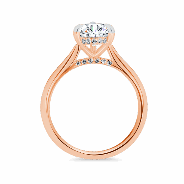 Hattie Pear 10X7 Side Rose Gold Diamond 4 Prong Accented Under Rail Bridge Tapered Engagement Ring