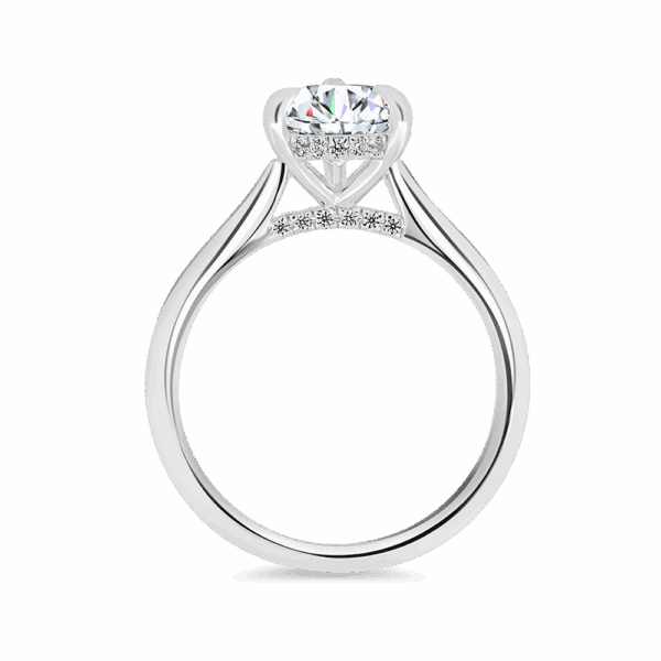 Hattie Pear 10X7 Side White Gold Diamond 4 Prong Accented Under Rail Bridge Tapered Engagement Ring