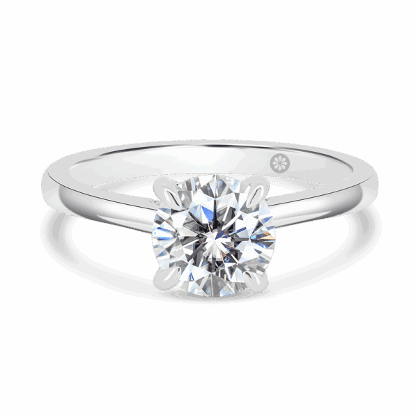 Hattie Round 7 0 Front White Gold Lab Grown Diamond 4 Prong Accented Under Rail Bridge Tapered Engagement Ring