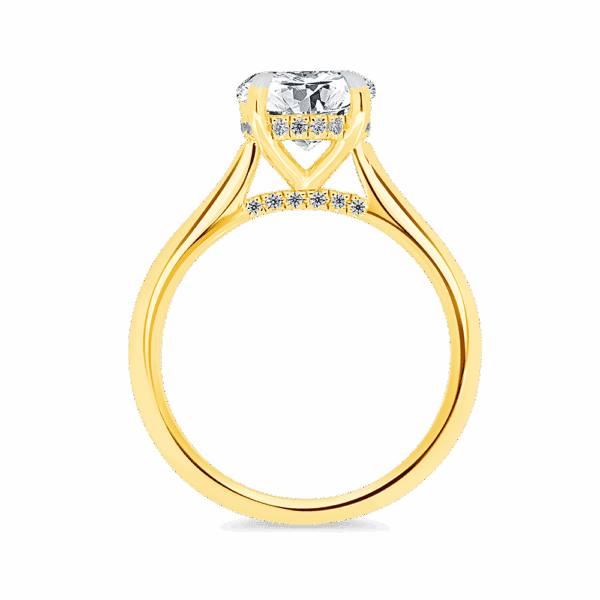 Hattie Round 8 0 Side Yellow Gold Diamond 4 Prong Accented Under Rail Bridge Tapered Engagement Ring