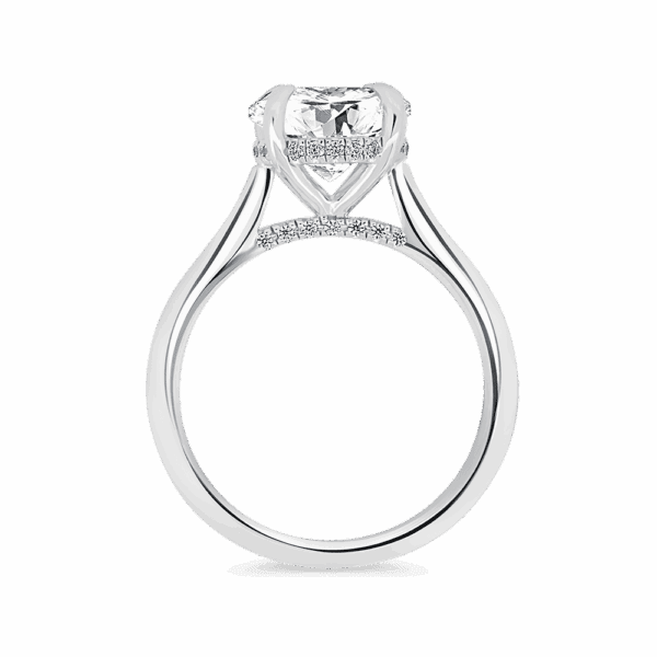 Hattie Round 9 0 Side White Gold Diamond 4 Prong Accented Under Rail Bridge Tapered Engagement Ring