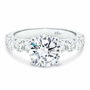 Maxine 8 0 Front White Gold Moissanite U Prong Set Accented Under Rail Engagement Ring