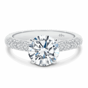Rosita 8 0 Front White Gold Moissanite 4 Prong Triple Row Pave Set Engagement Ring