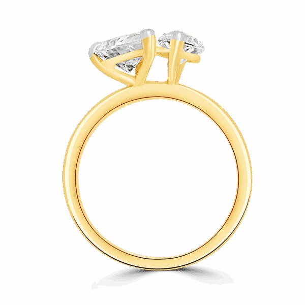 Aurelie 10X5 Side Yellow Gold Moissanite Marquise Pear Cut Toi Et Moi Engagement Ring