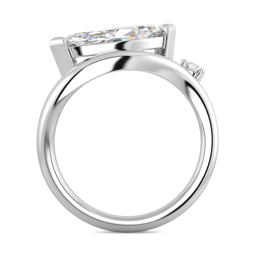 Jenna Marquise Side White Gold Lab Grown Diamond Ring Set On Curved Band With A Unique Accent Highres